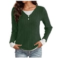 thumbnail image 3 of Sexlip Womens Long Sleeve Blouse Ribbed Design Soft Fabric Slim Silhouette for Casual Occasions Green XXL, 3 of 8