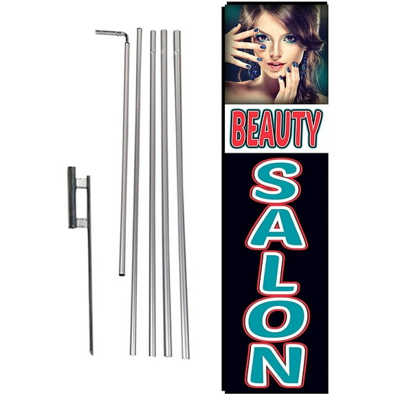 Hair Salon Beauty Spa Women's Haircuts Advertising Rectangle Feather Banner Swooper Flag Sign with Flag Pole Kit and Ground Stake