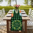 thumbnail image 4 of Table Runners 72 Inches Long Dress Scarves, St Patricks Day Farmhouse Kitchen Table Runner, Coffee Tablerunners, Spring Gold Coin Green Shamrock Plaid 16x72 Inch, 4 of 9