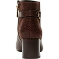 thumbnail image 3 of ANNE KLEIN Womens Brown Mixed Media Cushioned Ankle Strap Hilda Almond Toe Block Heel Zip-Up Leather Booties 6 M, 3 of 5