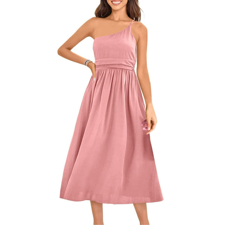 light pink country dresses The Wildflower’s Song Cotton Light Pink Floral Midi Dress main image 0