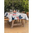thumbnail image 3 of Outdoor Tablecloth with Umbrella Hole for Patio/Picnic/Party/Camping, 4th of July Star Cute Waterproof Table Cloth Rectangle Table Cover Washable, Wooden Striped Farmhouse (60"x 84"), 3 of 9