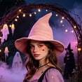thumbnail image 3 of Halloween Wizard Hat, Cotton Gauze Knitted Witch Hat Adult Pointed Magician Hat for Cosplay, Costume Party, Trick or Treat, Carnival and Dress Up​, 3 of 6