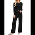 thumbnail image 1 of Conjunto de Chándal de 2 Piezas para Mujer, con Pantalones Acampanados de Yoga y Mangas Largas, Estilo Casual, A Juego. Negro L, 1 of 9