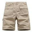 thumbnail image 2 of PEASKJP Mens Shorts Mens Shorts Casual Drawstring Zipper Pockets Elastic Waist (Khaki,3XL), 2 of 5