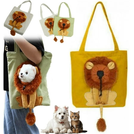 Lion Shaped Dog Bag  Lion Shaped Dog Carrying Bag  Cute Lion Shape Breathable Backpack  Pet Canvas Shoulder Bag  Large Capacity Breathable Pet Canvas Shoulder Bag