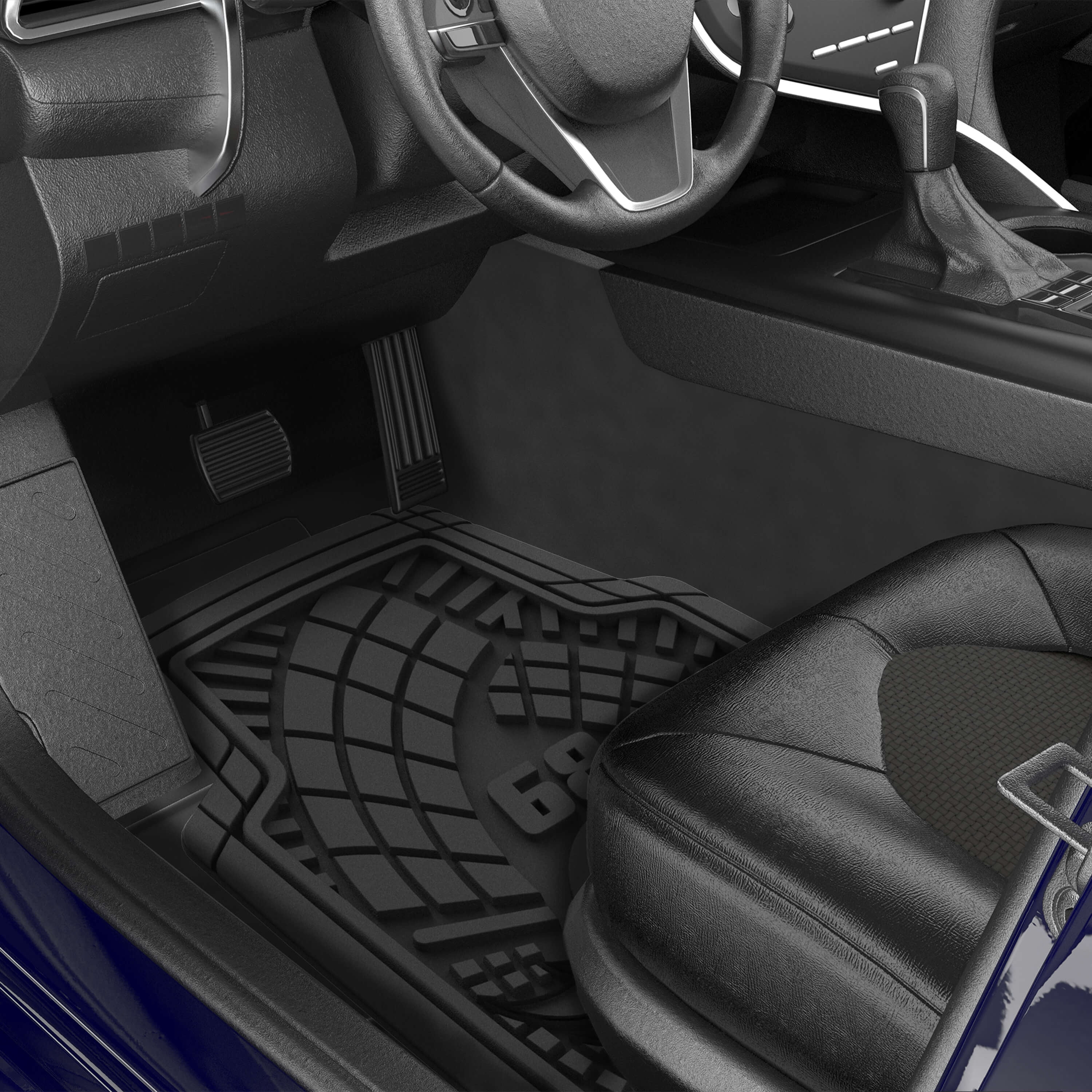 Hot Wheels Premium Racing Design 2pc Rubber Floor Mat Set. Ideal for Cars, Trucks and SUV's.