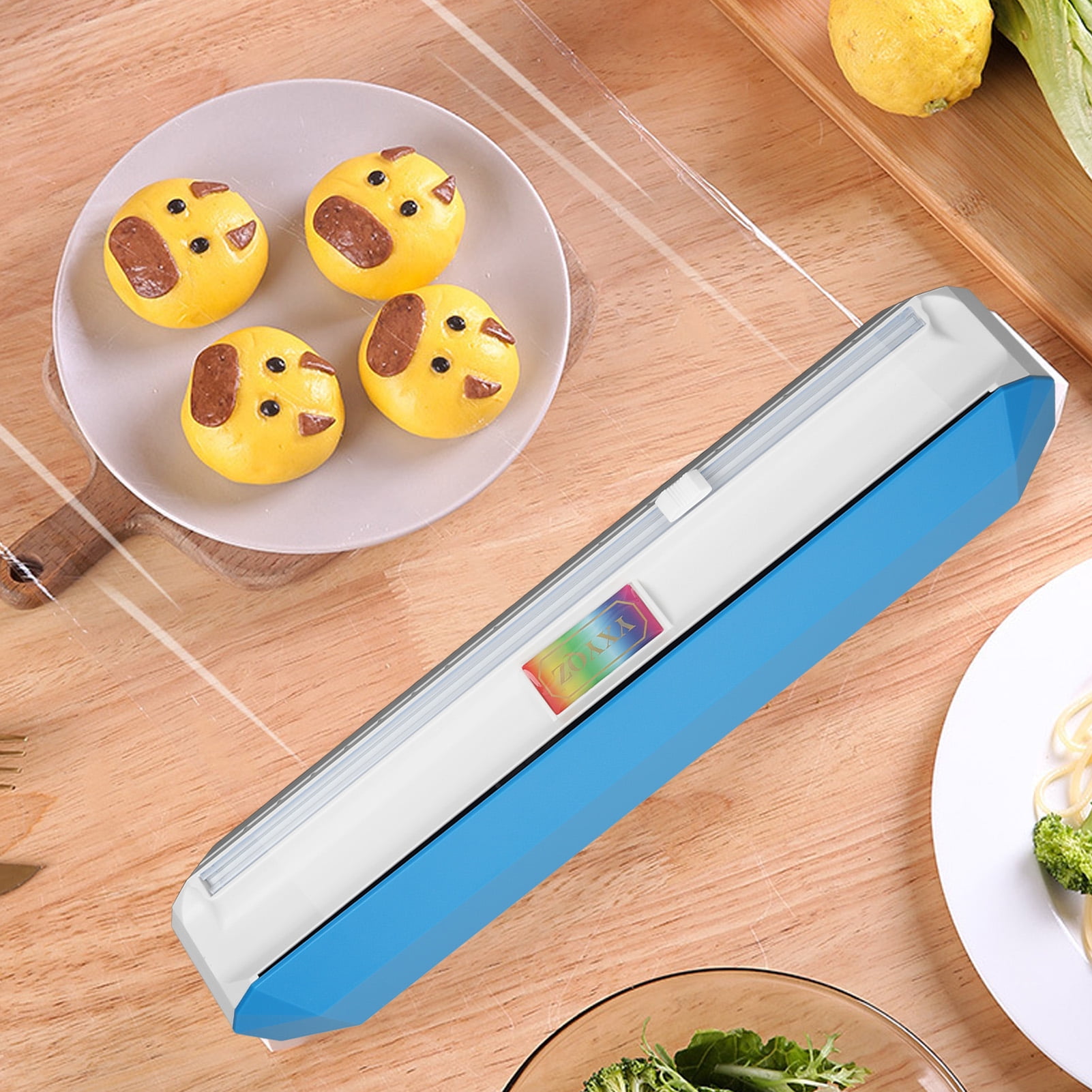 BIMZUC Plastic Wrap Dispenser with Slide Cutter Smooth Cutting Reusable Cling Film Dispenser for Kitchen Tin Foil Aluminum Foil Food Storage Organization Large Size (15.0 inches / 38 cm)