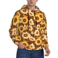 thumbnail image 2 of Pofeuu Brown Wood Grain Sunflower B Print Mens Casual Hooded Collar Drawstring Hoodies Pullover Sweatshirts Casual Long Sleeve Shirts-X-Large, 2 of 7