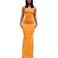 thumbnail image 2 of serony Jupe Longue Robe Moulante Vêtements de Fête Bretelles Cami Sans Manches Multicolore Peau Proche Multifonction Attrayant Orange/M, 2 of 5