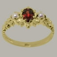 thumbnail image 3 of LBG British Made 18k Yellow Gold Real Genuine Garnet & Cultured Pearl Womens Promise Ring - 33 size options - Size 5.75, 3 of 9