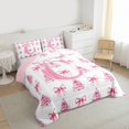 thumbnail image 3 of Homewish Bowknot Monogrammed C Bedding Comforter Set for Girl, Dreamy Pink Xmas Tree Twin Comforter Sets, Merry Christmas Reversible Bedding Set, Breathable Home Decor, 2pcs, 3 of 8