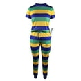 thumbnail image 3 of Short Sleeve Casual 2 Piece Striped Sets (XL, MultiYellow), 3 of 5