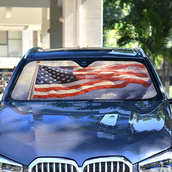 American Flag Sky Automotive Front Car Windshield Sun Shade Reflector Foldable for Front Fit for Cars Truck SUVs