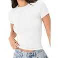 thumbnail image 2 of Blotona Women Juniors Short Sleeve Crop Tops Summer Casual Slim Fit Solid Color Basic T-shirts Party Streetwear, 2 of 8