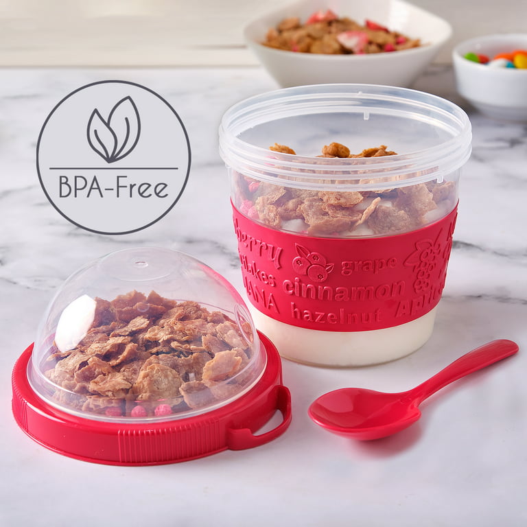CRYSTALIA Yogurt Parfait Cups with Lids, Mini Breakfast On the Go Plastic  Bowls with Topping Cereal Oatmeal or Fruit Container with Spoon for Lunch