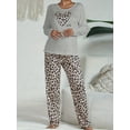 thumbnail image 3 of Ensemble de Pyjama Confortable pour Femmes à Imprimé Léopard - Haut avec Accent Cœur, Pantalon de Pyjama Doux, 3 of 7