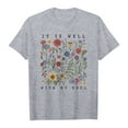thumbnail image 2 of Womens Holiday Top Short Sleeve Crew Neck Graphic Print Comfort Style Beach Vacation Clothes for Women,Light Gray,2XL, 2 of 4
