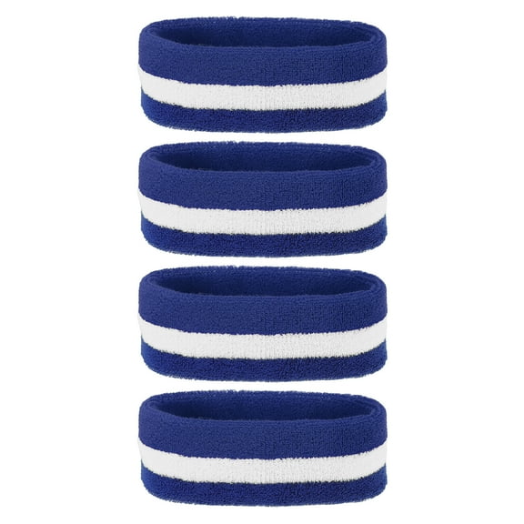 Uxcell Sweatband Headbands, Terry Cloth Sweat Band for Women Men Sports Basketball Tennis, Navy Blue White 4 Pcs