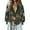 Army Green, variant on Womens Boho Floral Print V Neck Blouse Ruffle Long Sleeve Casual Flowy Tunic Top for Work and Vacation Orange S