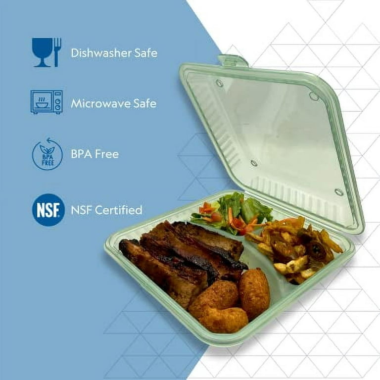 MyGo™ Large 3-Compartment Reusable To-Go Container, 9-⅜ X 9-⅜ X 2-½