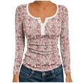 thumbnail image 1 of VgaVtl T-Shirts pour Femmes à Manches Longues Automne Hiver Hauts Grande Taille Camisoles pour Femmes Rouges Ajustées Superposition Graphiques Chemises Décontractées,G, 1 of 6