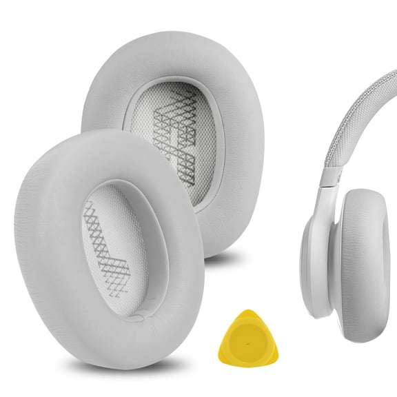 Geekria QuickFit Replacement Ear Pads for JBL Live 650 BTNC, Lifestyle E65BTNC, Duet NC, Live 660 NC Ear Cushions, Repair Parts (Grey)