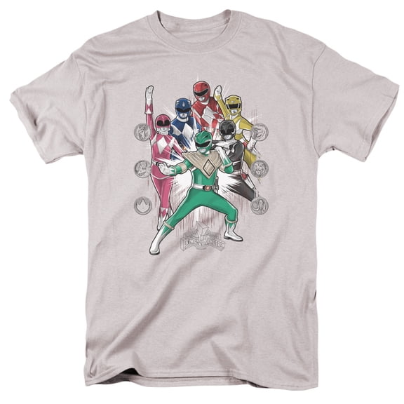 Power Rangers Ranger Manga Adult 18/1 T-Shirt Silver