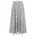 thumbnail image 5 of Women Flowy Long Skirts, Summer Beach Floral Prinets Elastic High Waisted Casual Boho Maxi Skirts Knit Skirt Outfits Gray 3XL, 5 of 5