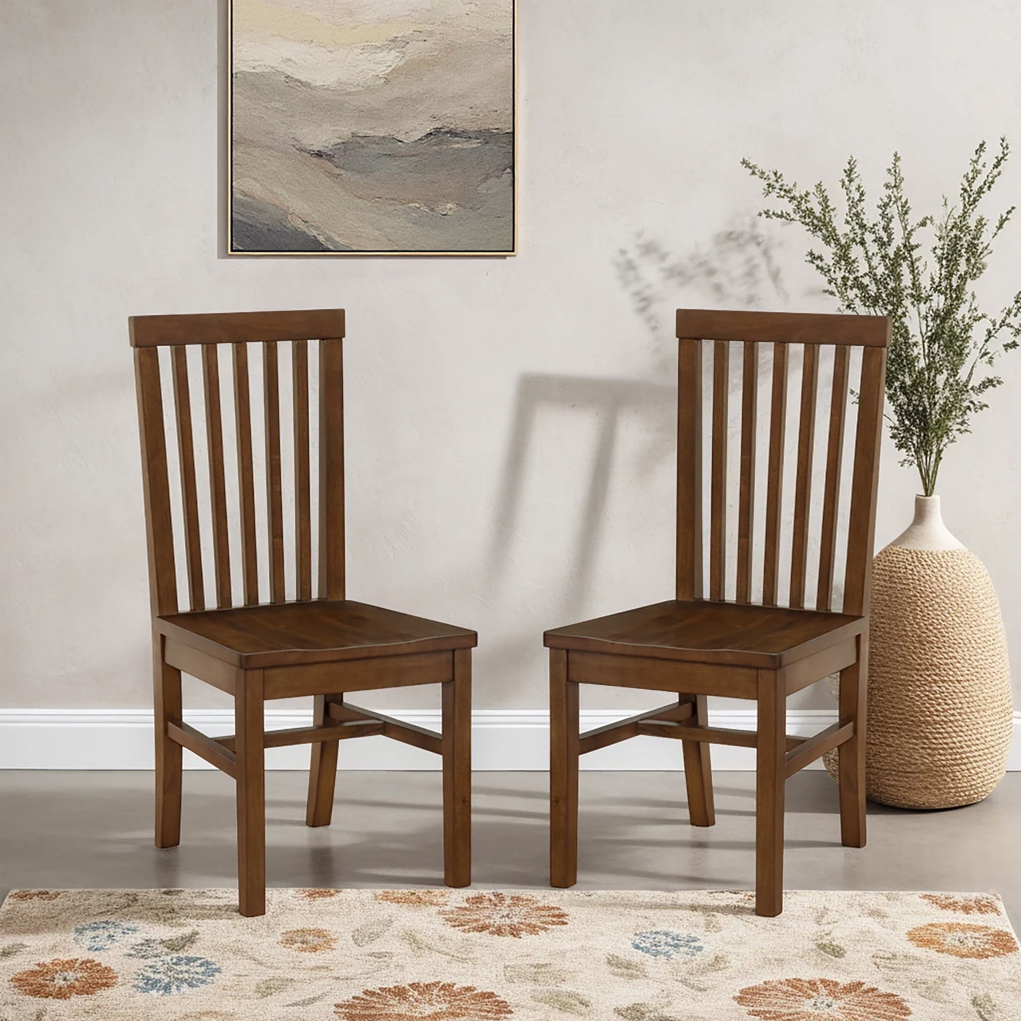 Linon Percival Indoor Wood Dining Side Chair, Set of 2, Walnut