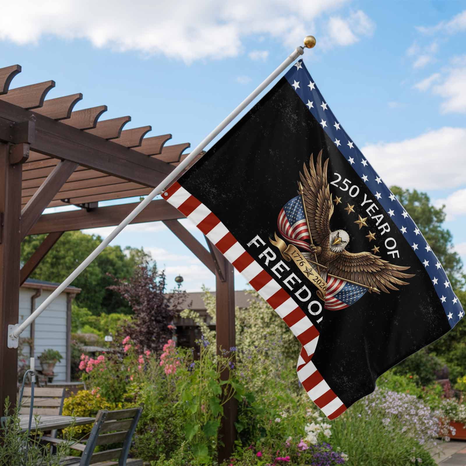 4th of July Flags for Outside 3x5 ft American Years Outdoor Flags Double Sided Grommets House Banner Patriotic Freedom Eagle USA Flag Patio Yard Flag for Outdoor Party Porch Independence Day