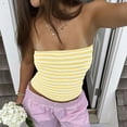 thumbnail image 7 of Women Strapless Striped Bandeau Tube Tops Y2K Aesthetic Sleeveless Backless Crop Tank Going Out Summer Girls Beach Holiday Camisoles, 7 of 7