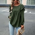 thumbnail image 3 of qILAKOG Womens Shirts Long Sleeve Blouses Dress Tops Women's The Four Seasons Casual Round Neck Tops Pullover Blouses Ladies Comfy Boho Cute Tops Women's 2024 Summer T-Shirts, Green&S, 3 of 8