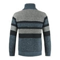 thumbnail image 3 of Casusal Sweater for Men Vintage Striped Knitted Sweatshirt Long Sleeve Quarter Zipper Pullover with Ribbing Edge Light Blue XL, 3 of 6