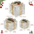 thumbnail image 2 of BENESKY Christmas Lighted Gift Boxes Set of 3, Pre-Lit Gift Present Boxes with Ribbons and Bows, Light Up Xmas Ornaments for Indoor Outdoor Christmas Tree, Home, Lawn, Yard, White & Gold, 2 of 6