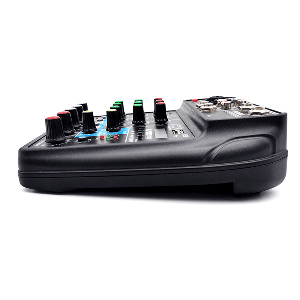 Professional 4 Channel Digital Mixer Sound Card Microphone Mobile Phone Live Broadcast Recording DJ Audio Equipment(US),1 * 4-channel mixer USB sound card with reverb,Black
