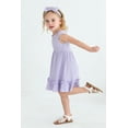 thumbnail image 3 of Tiny Cutey Baby Girl Dress Kid Summer Sleeveless Solid Beach Casual Dresses Sundress Clothes with Headband for 3-4T, 3 of 6