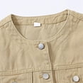 thumbnail image 5 of Inleife Women Round Collar Sleeveless Cropped Denim Vest, Button Down Multi Flap Pocket Washed Jean Waistcoat, Vintage Casual Streetwear Sleeveless Outer Layer Jacket, 5 of 6
