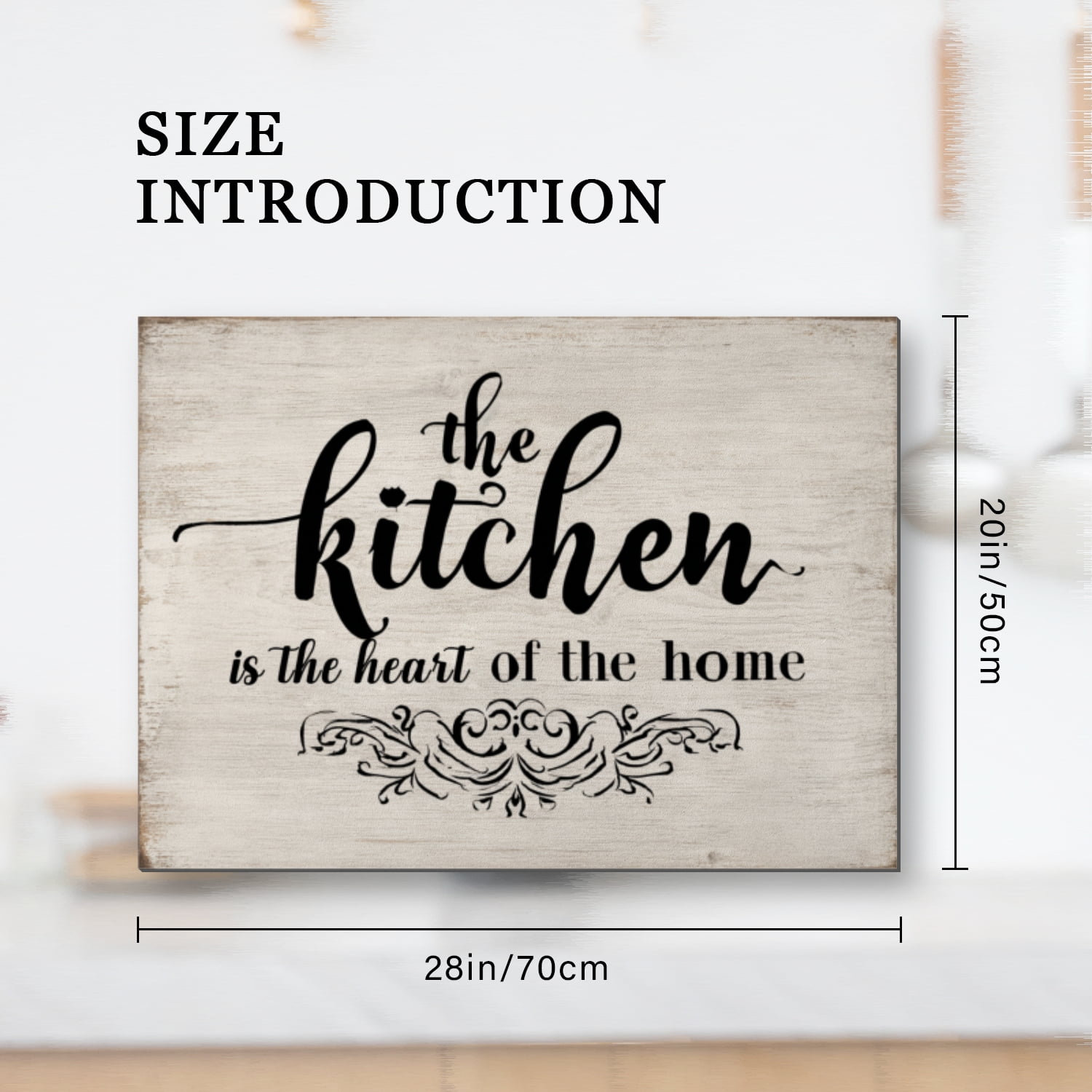 Square Stove Top Covers, Kitchen is The Heart of The Home on Wood Background Print Anti-slip Countertop Protector Mat, Stove Cover Pad for Kitchen RV (28×20 Inch)