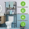 thumbnail image 2 of HioHa Over the Toilet Storage, Bathroom Organizers and Storage Shelf with Hanging Rod Paper Holder and 3 Hooks, Freestanding Toilet Rack Space Saver, Black, 2 of 7