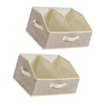 thumbnail image 4 of 2 contenedores de almacenamiento plegables, organizador de armario con asa, cesta de almacenamiento dividida, portátil y duradera para estantes y Beige, 4 of 8