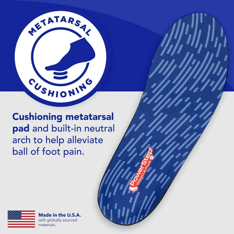 PowerStep Pinnacle Plus Orthotic Shoe Insoles with Metatarsal Pad