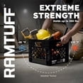thumbnail image 3 of Ramtuff Storage Milk Crate, Durable Plastic Organizer Box, 250 lb Capacity, Black, 2 Pack, 3 of 5