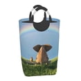 thumbnail image 2 of Bingfone Elephant Dog Sitting Under The Rainbow Laundry Hamper,Large Canvas Fabric Lightweight Storage Basket Toy Organizer Dirty Clothes Collapsible, 2 of 6
