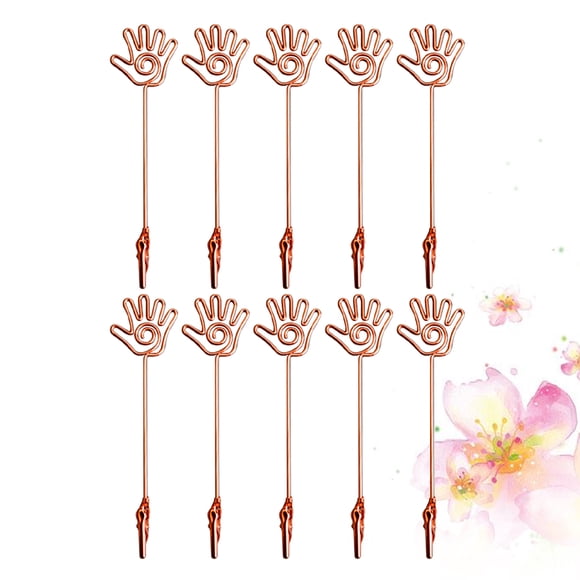 OUNONA Rose Gold Memo Holder for Decoration Metal Double End Table Number Holders Photo Clips 10PCS