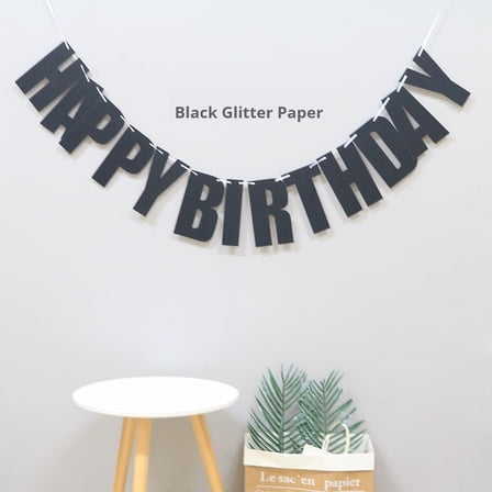 Black Happy Birthday Banner for Birthday Party Decorations Supplies - Golden Onion Paper