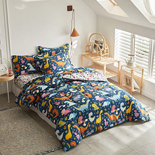 TWIN FITTED SHEET AND PILLOWCASE SET NEW DINOSAURS 2 PIECE UK SINGLE 
