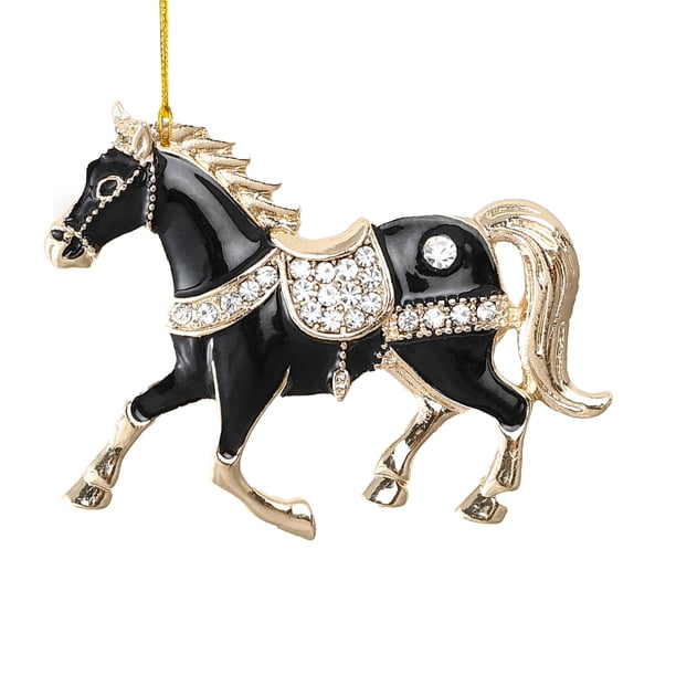 Adornos navideños con forma de caballo Decoración colgante con brillantes en forma de caballo Adorno acrílico para el árbol de Navidad para fiestas de invierno y Navidad Decoración para el hogar