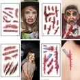 thumbnail image 3 of Pegatina de tatuaje de heridas sangrientas para Halloween, tatuaje temporal impermeable, divertido, de miedo, para fiesta de Halloween, bricolaje, decoración de tatuajes falsos, 6/12 piezas, 3 of 4