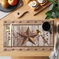 thumbnail image 2 of Placemats Set of 4, Vintage Texas Star Wooden Woven Placemat, Linen Place Mats for Kitchen/Dining Tables, Farmhouse Berry Country Washable Table Mats for Party, 2 of 8